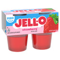 Jell-O Strawberry Sugar Free Jello Cups Gelatin Snack, 4 Ct Cups