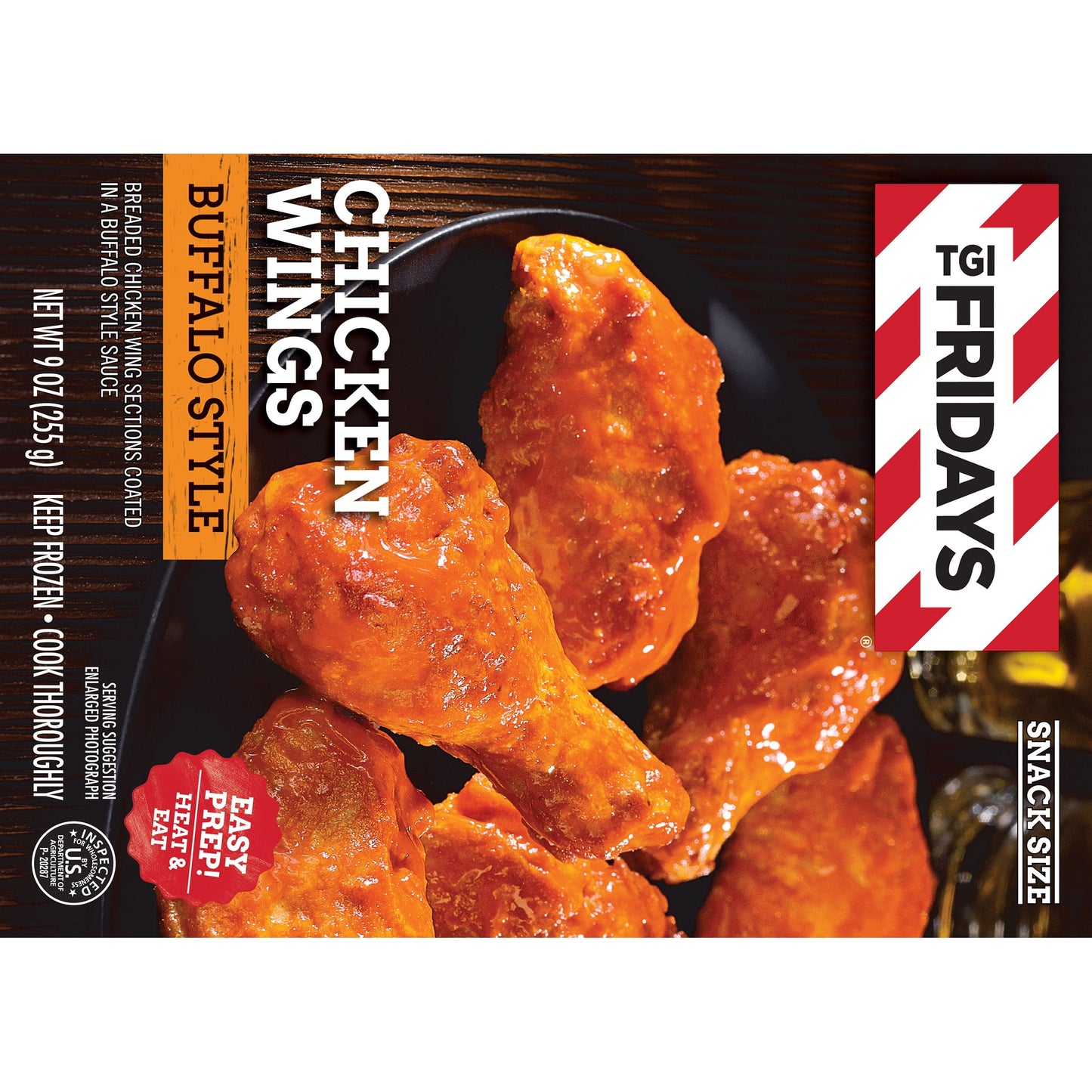 TGI Fridays Frozen Appetizers Buffalo Style Chicken Wings, 9 oz. Box