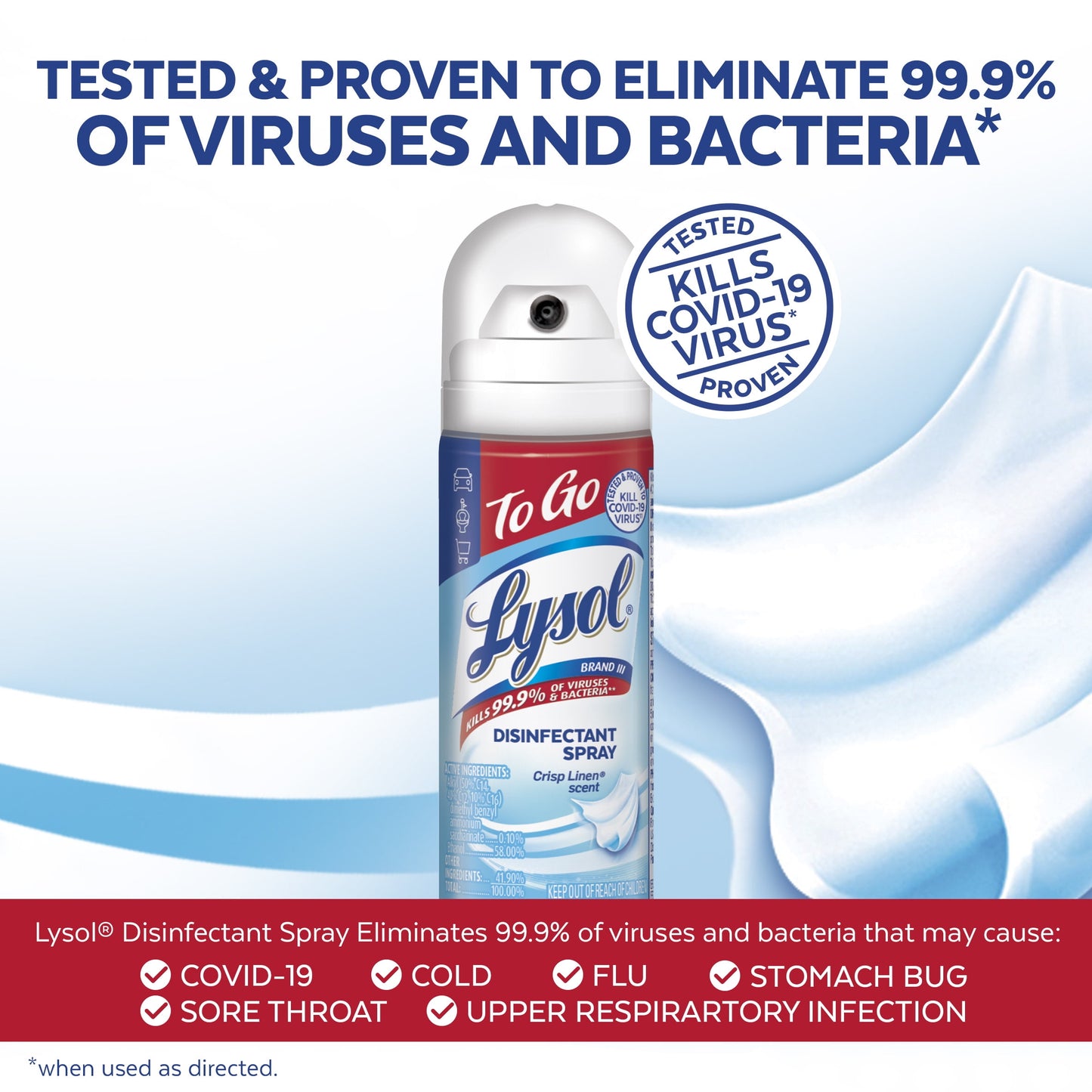 Lysol To Go Disinfectant Spray, Travel Size Sanitizing and Antibacterial Spray, For On-the-Go Disinfecting and Deodorizing, Crisp Linen, 1.5 Fl. Oz.