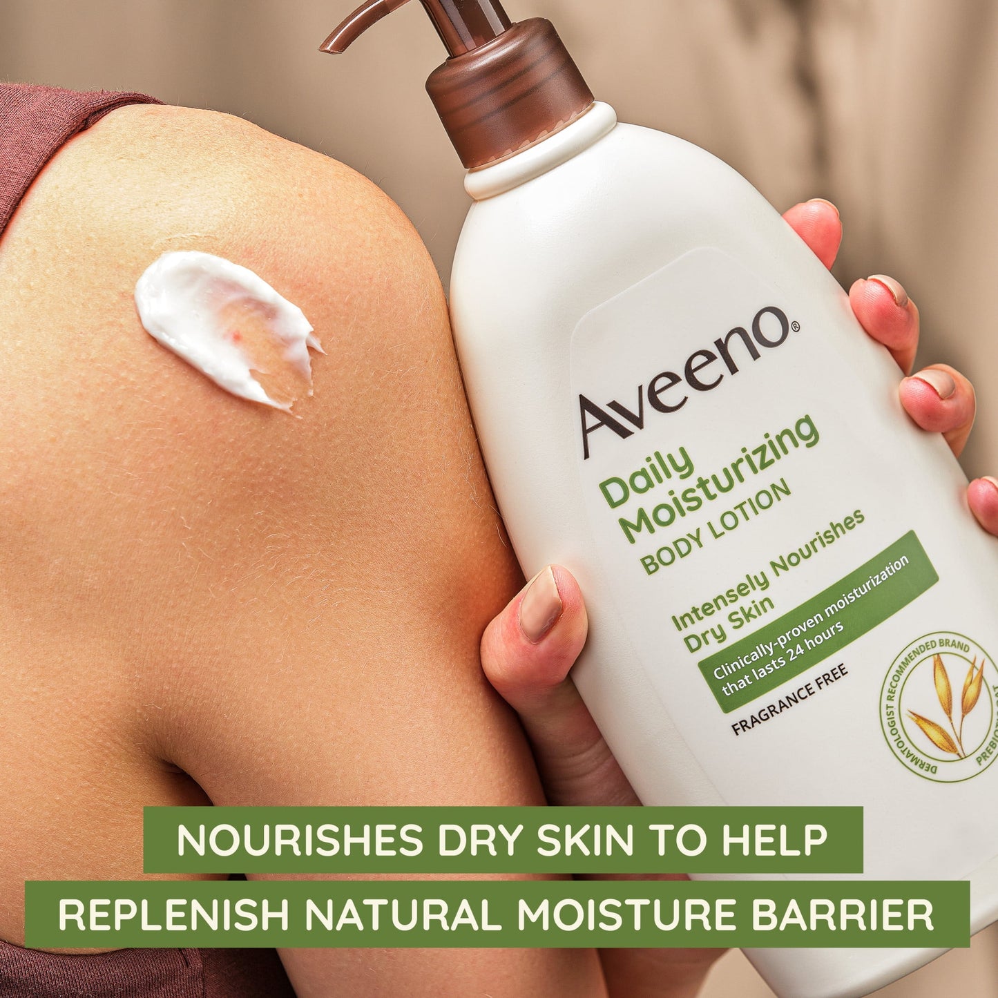 Aveeno Daily Moisturizing Body Lotion and Facial Moisturizer for Face, Body and Dry Skin, 18 oz