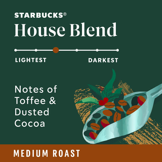 Starbucks Arabica Beans House Blend, Medium Roast, Ground Coffee, 18 oz