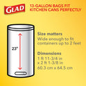 Glad ForceFlex 13 Gallon Tall Kitchen Trash Bags, Unscented, 120 Bags