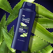 Suave Men 3-in-1 Shampoo Conditioner & Body Wash with Aloe Vera & Vitamin B7, All Hair Types 28 oz