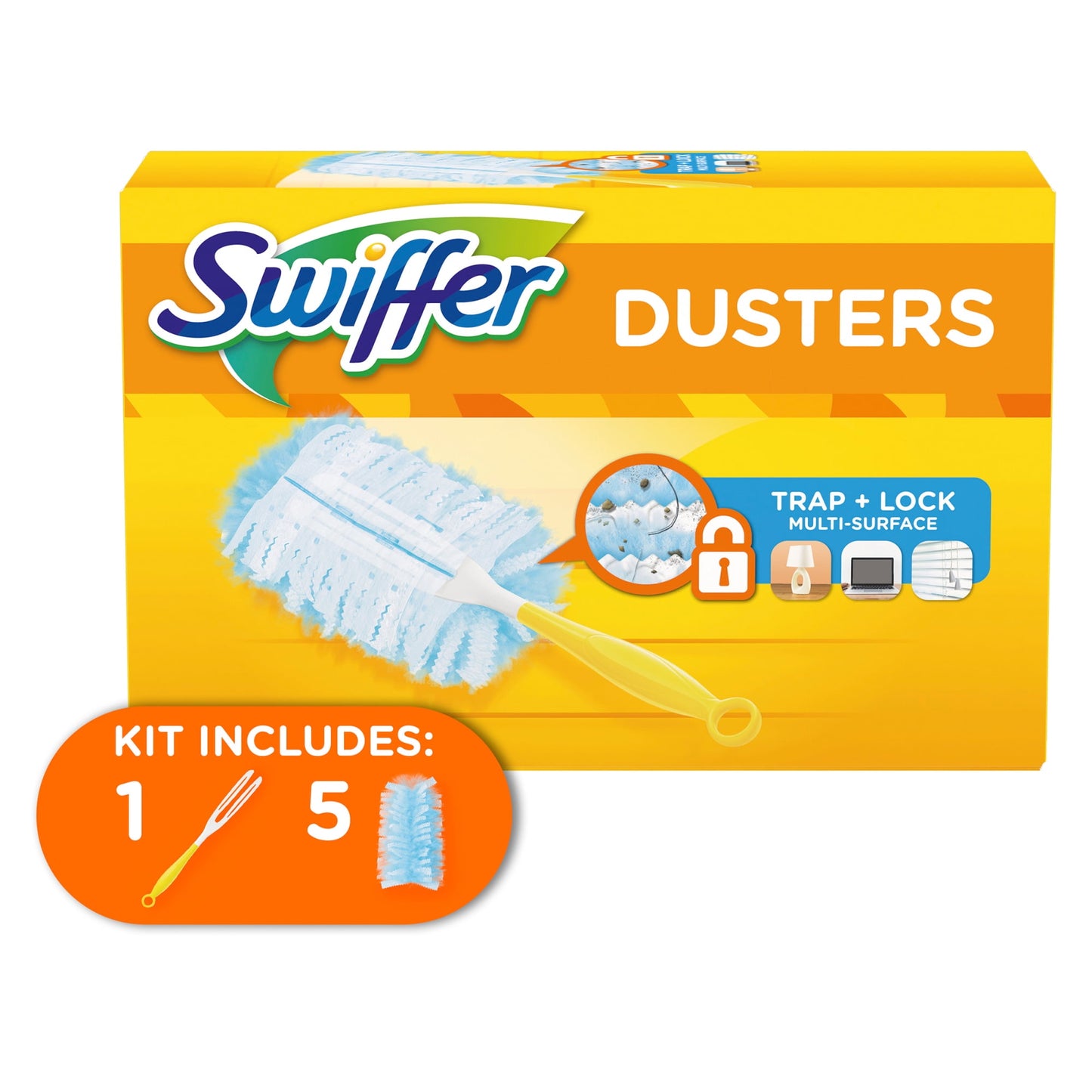 Swiffer Duster Short Handle Starter Kit (1 Handle, 5 Dusters)