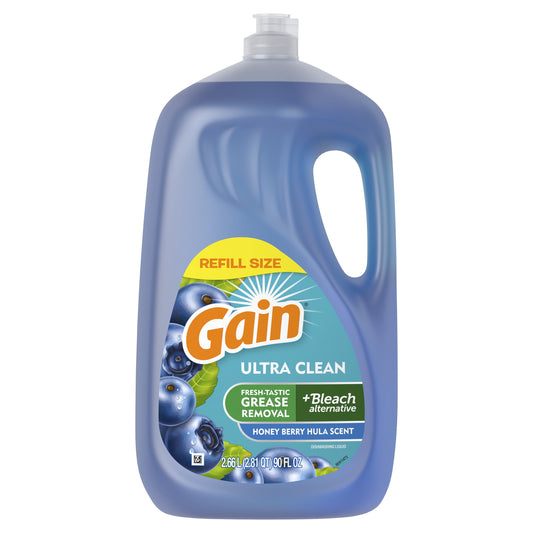 Gain Ultra Dish Washing Liquid Dish Soap, Honey Berry Hula Scent, 90 fl oz.