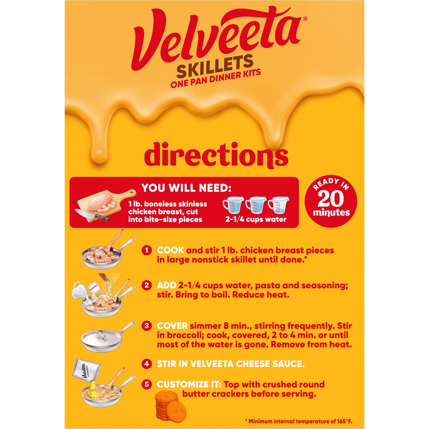 Velveeta Skillets Chicken Pasta Dinner Kit with Broccoli & Orzo, 13.6 oz Box