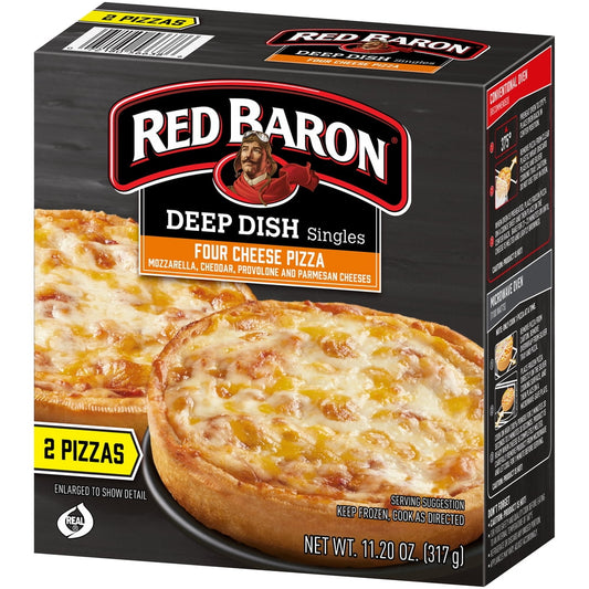 Red Baron Deep Dish Four Cheese Frozen Pizza 2 Count 11.2oz