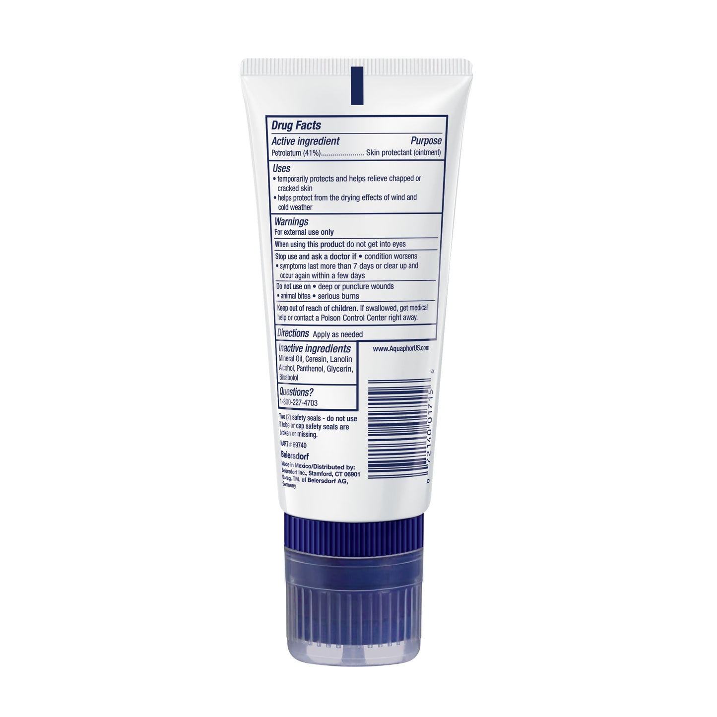 Aquaphor Healing Ointment Advanced Therapy Skin Protectant with Touch-Free Applicator, 3 Oz