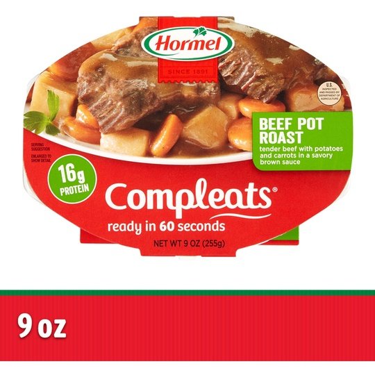 HORMEL COMPLEATS Beef Pot Roast, Shelf Stable 9 oz Plastic Tray