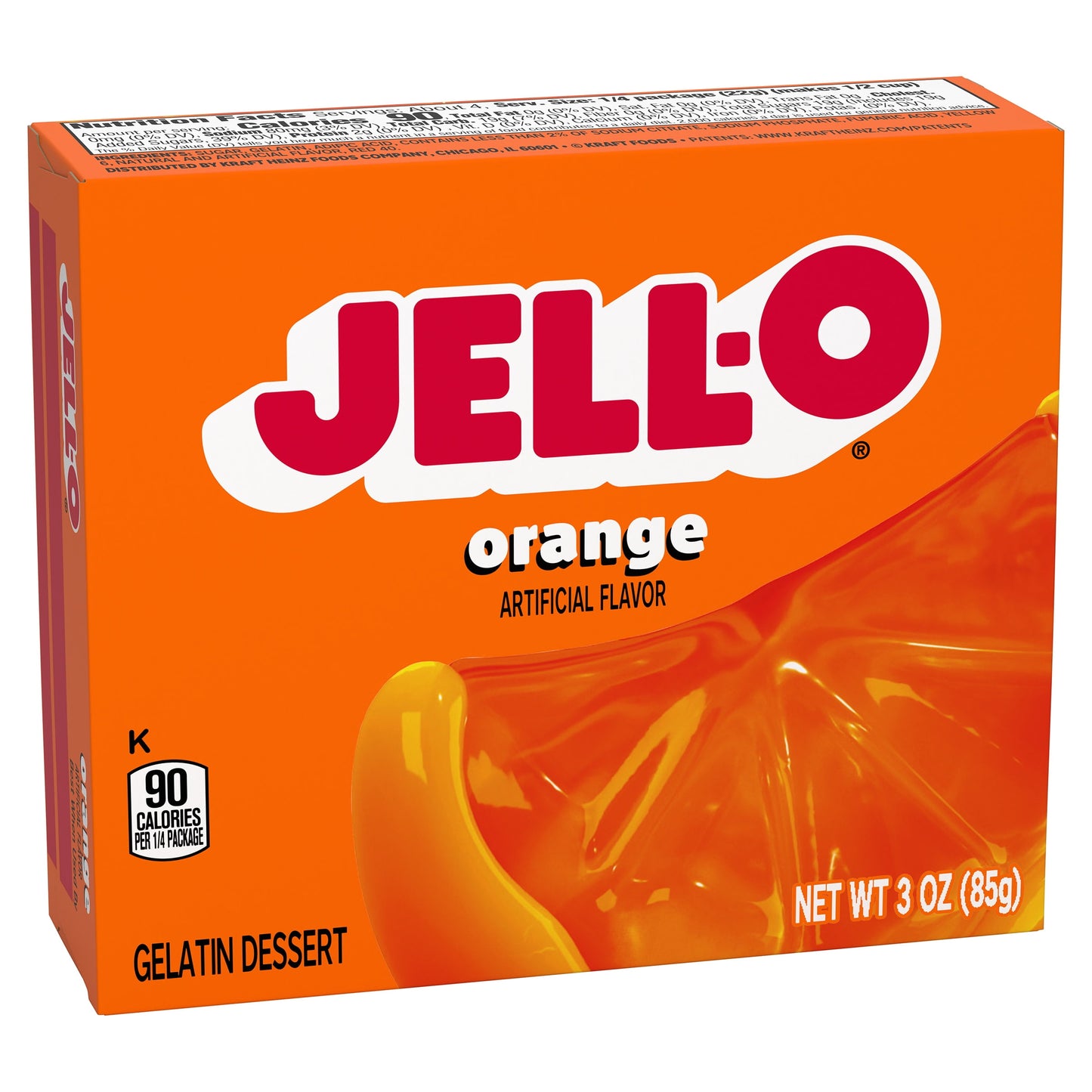 Jell-O Orange Artificially Flavored Gelatin Dessert Mix, 3 oz Box