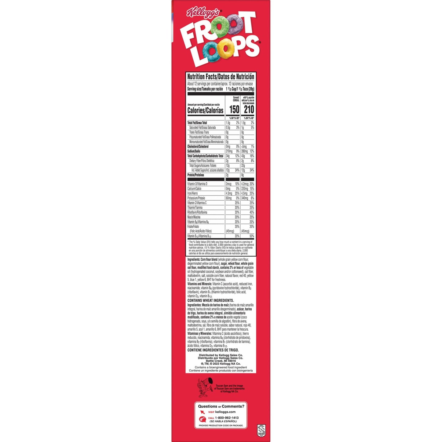 Kellogg's Froot Loops Original Breakfast Cereal, Family Size, 16.6 oz Box