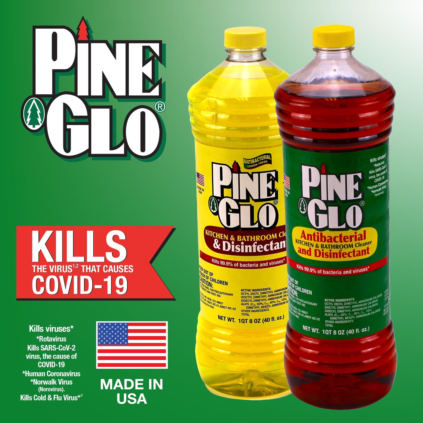 Pine Glo Antibacterial Disinfectant Cleaner, 40 Oz