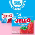 Jell-O Strawberry Artificially Flavored Zero Sugar Low Calorie Gelatin Dessert Mix, Family Size, 0.6 oz Box