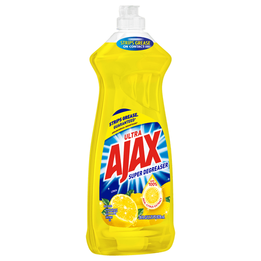 Ajax Ultra Super Degreaser Liquid Dish Soap, Lemon - 28 Fluid Ounce