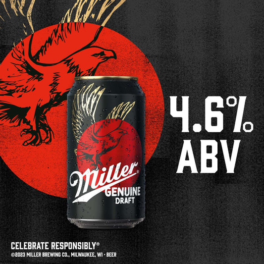 Miller Genuine Draft Lager Beer, 24 Pack, 12 fl oz Cans, 4.7% ABV