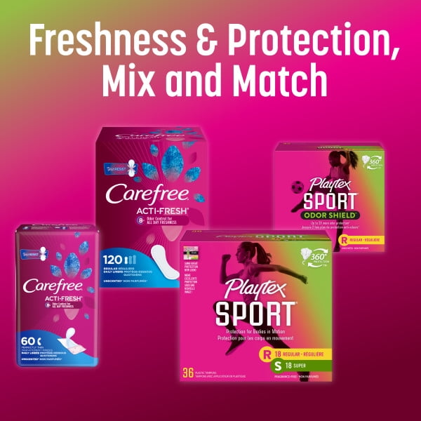 Playtex Sport Super Tampons 48 Ct, 360 Degree Sport Protection That Traps Leaks, Contoured Applicator For Comfortable Placement