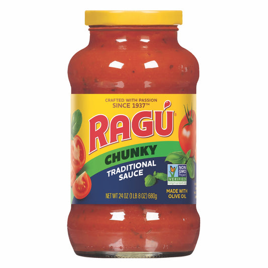 Ragu Chunky Traditional Pasta Sauce with Diced Tomatoes and Basil, 24 oz