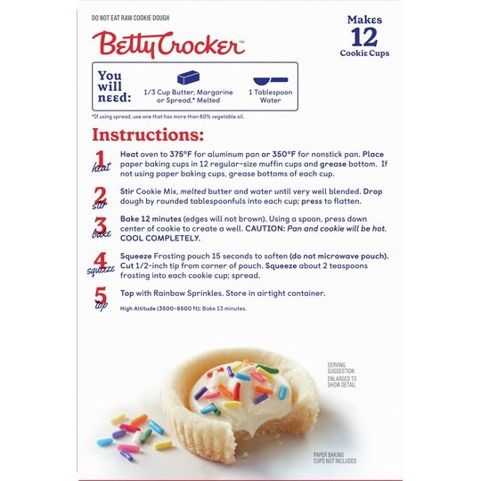 Betty Crocker Ready to Bake Birthday Cake Cookie Cups, 14.1 oz