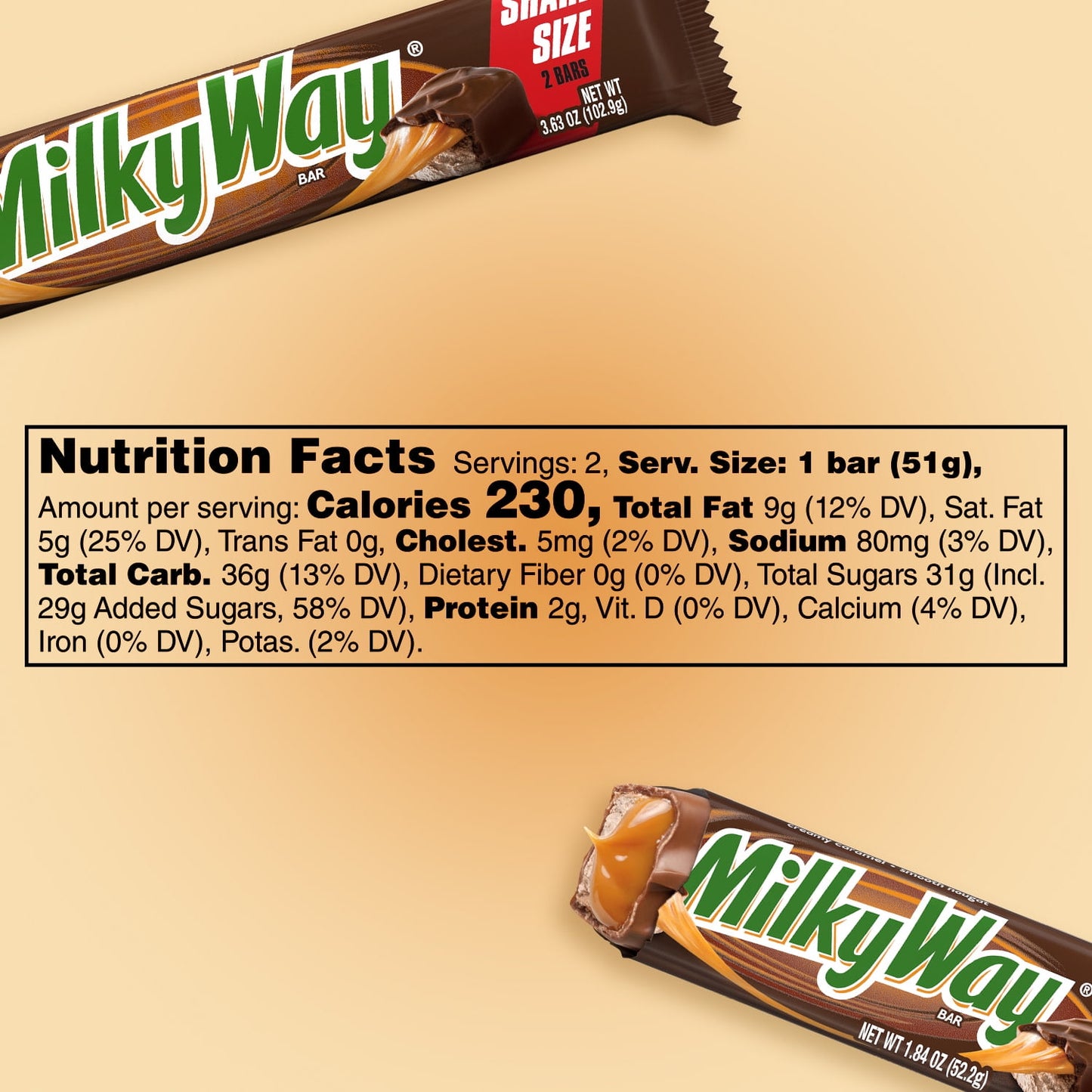 Milky Way Candy Milk Chocolate Bar, Share Size - 3.63 oz