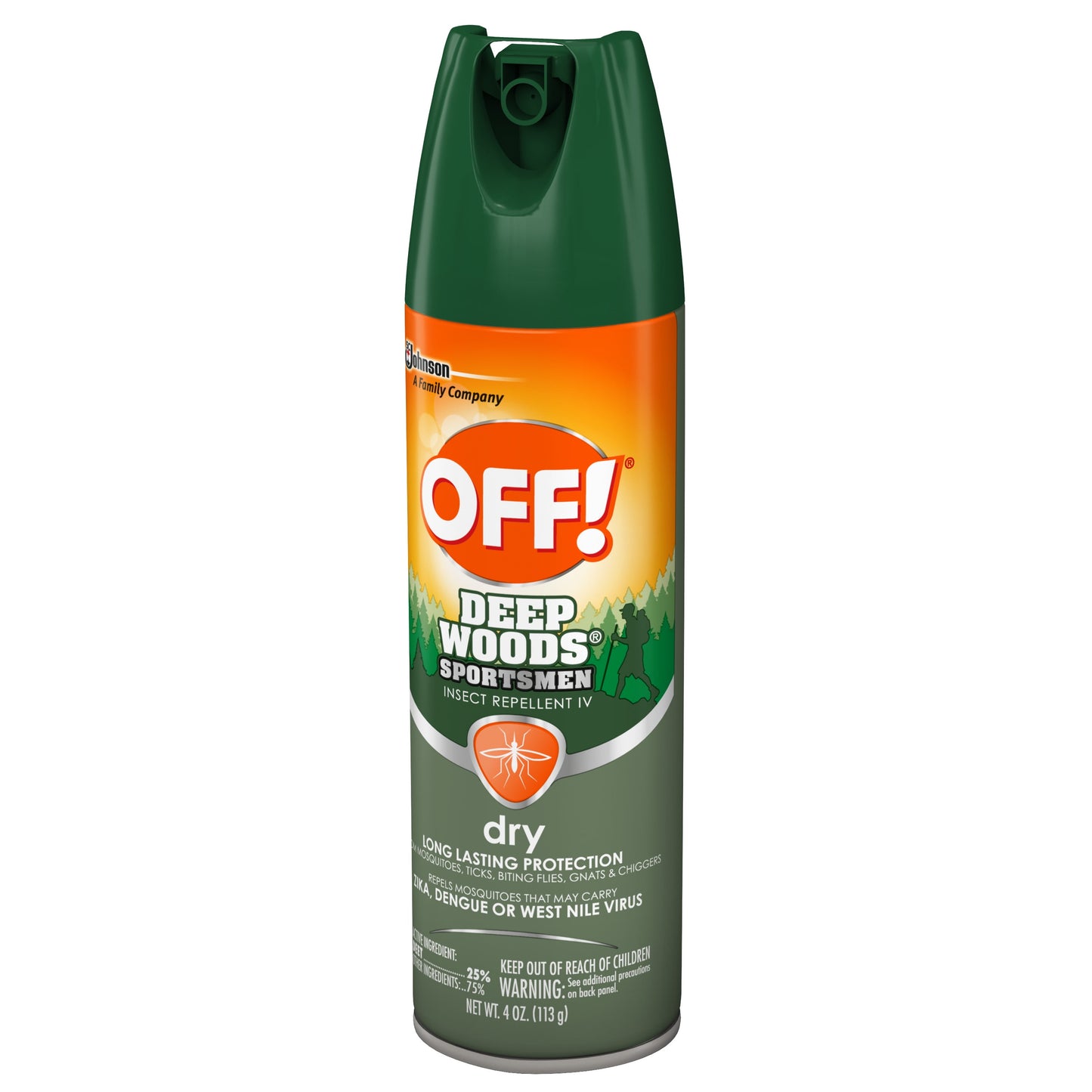 OFF! Sportsmen Deep Woods Dry Insect Repellent IV, Non-Greasy Mosquito Spray, 4 oz