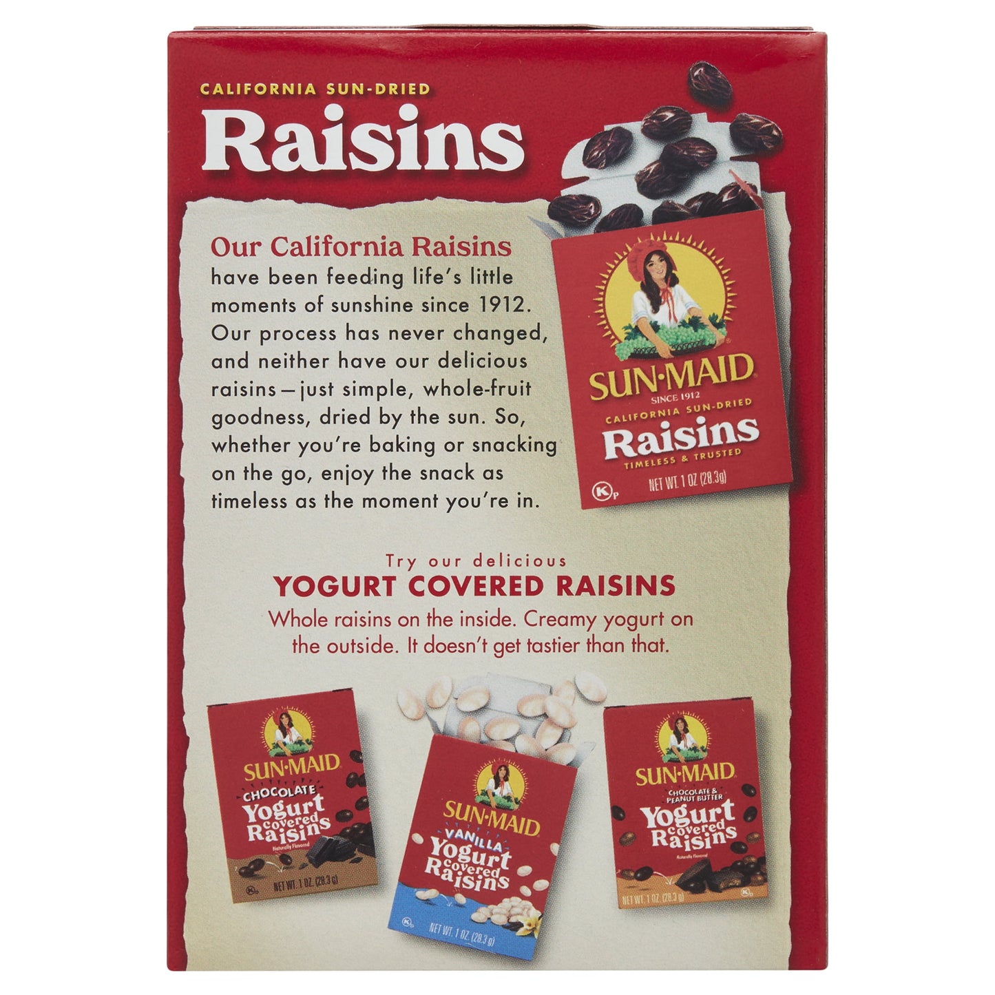 Sun-Maid California Sun-Dried Raisins, Dried Fruit Snack, 12 oz Box