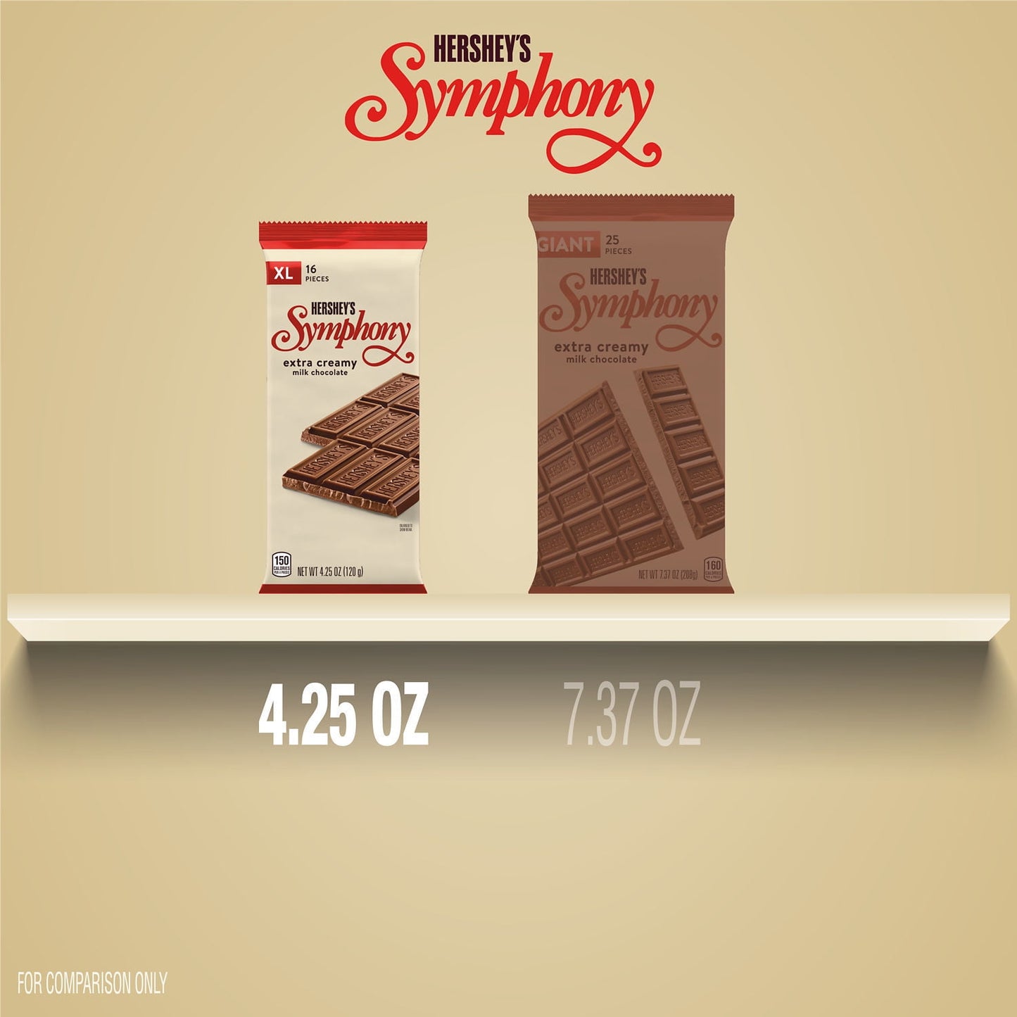 Hershey's Symphony Milk Chocolate XL Candy, Bar 4.25 oz, 16 Pieces