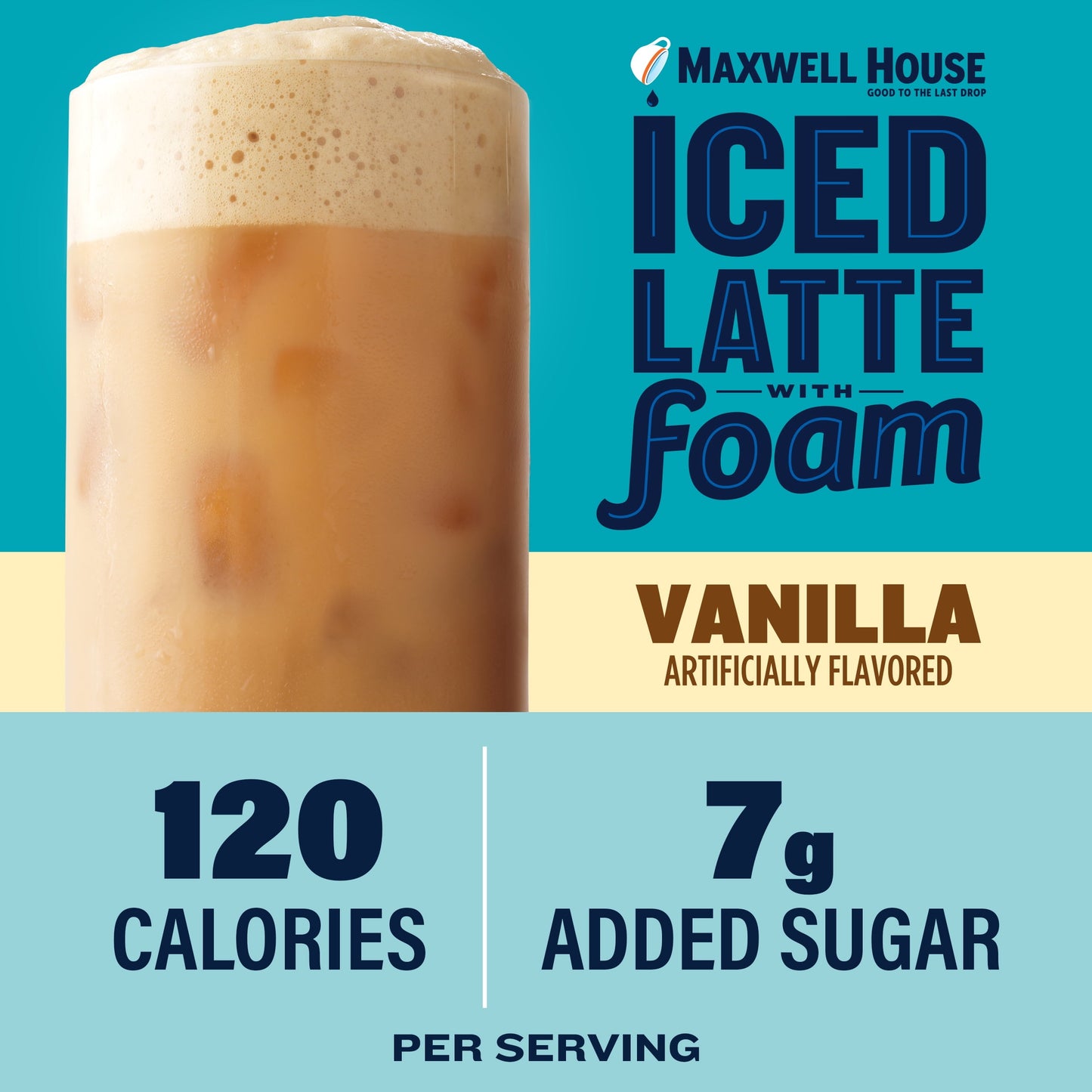 Maxwell House Iced Vanilla Latte with Foam Instant Coffee Drink Mix, 5.92 oz, 6 Packets