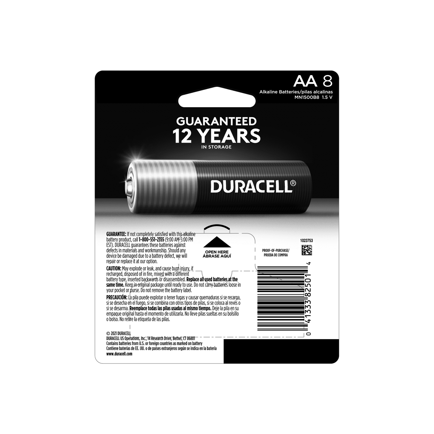 Duracell Coppertop AA Battery, Long Lasting Double A Batteries, 8 Pack