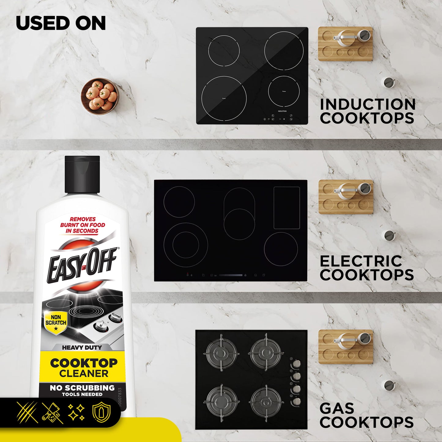 Easy Off Heavy Duty Cooktop Cleaner, Removes Burnt on Food in Seconds, Non-Scratch, No Scrubbing Tools Needed, 16 Oz