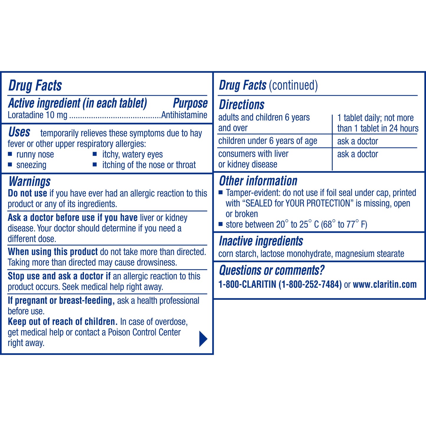 Claritin 24 Hour Non-Drowsy Allergy Medicine, Loratadine Antihistamine Tablets, 70 Ct