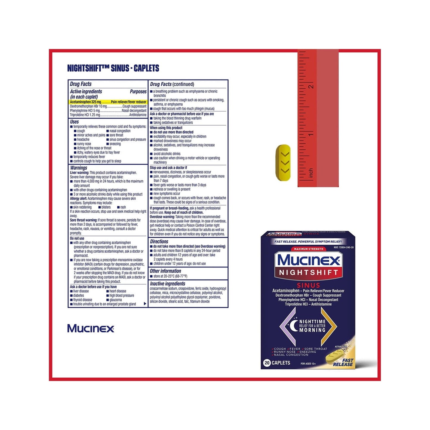 Mucinex Sinus Max Medicine, Nightshift PM, 20 Caplets