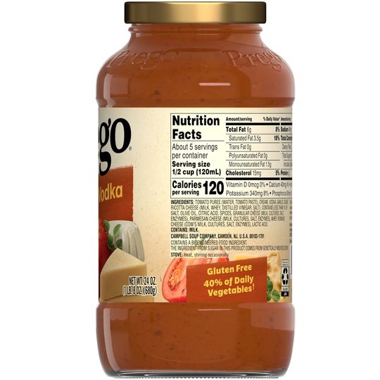 Prego Creamy Vodka Pasta Sauce, 24 oz Jar