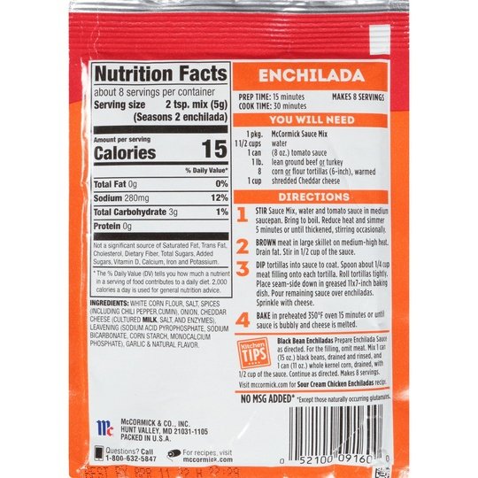 McCormick Enchilada Sauce Mix, 1.5 oz