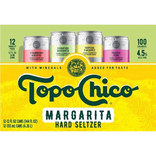 Topo Chico Margarita Variety Pack Hard Seltzer, 12 Pack, 12 fl oz Cans, 4.5% ABV