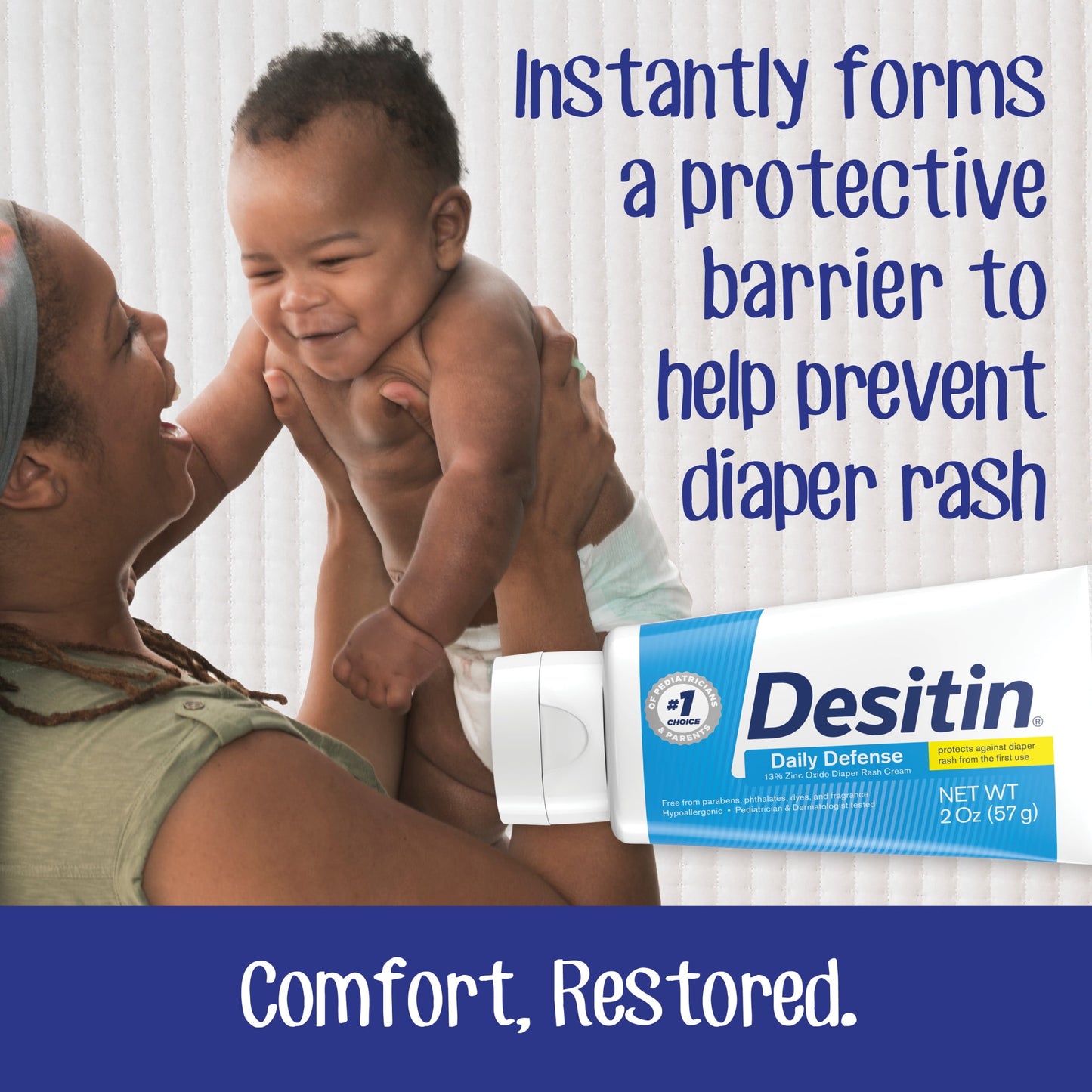 Desitin Daily Defense Baby Diaper Rash Cream, Butt Paste with 13% Zinc Oxide, 4 oz