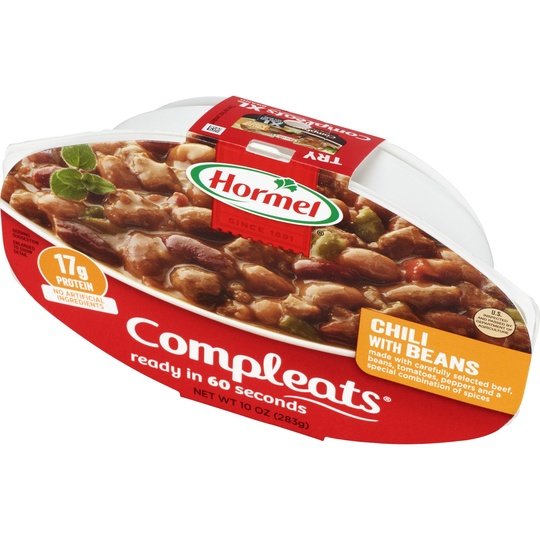 HORMEL COMPLEATS Chili w/Beans, No Artificial Ingredients, 10 oz Plastic Microwave Tray