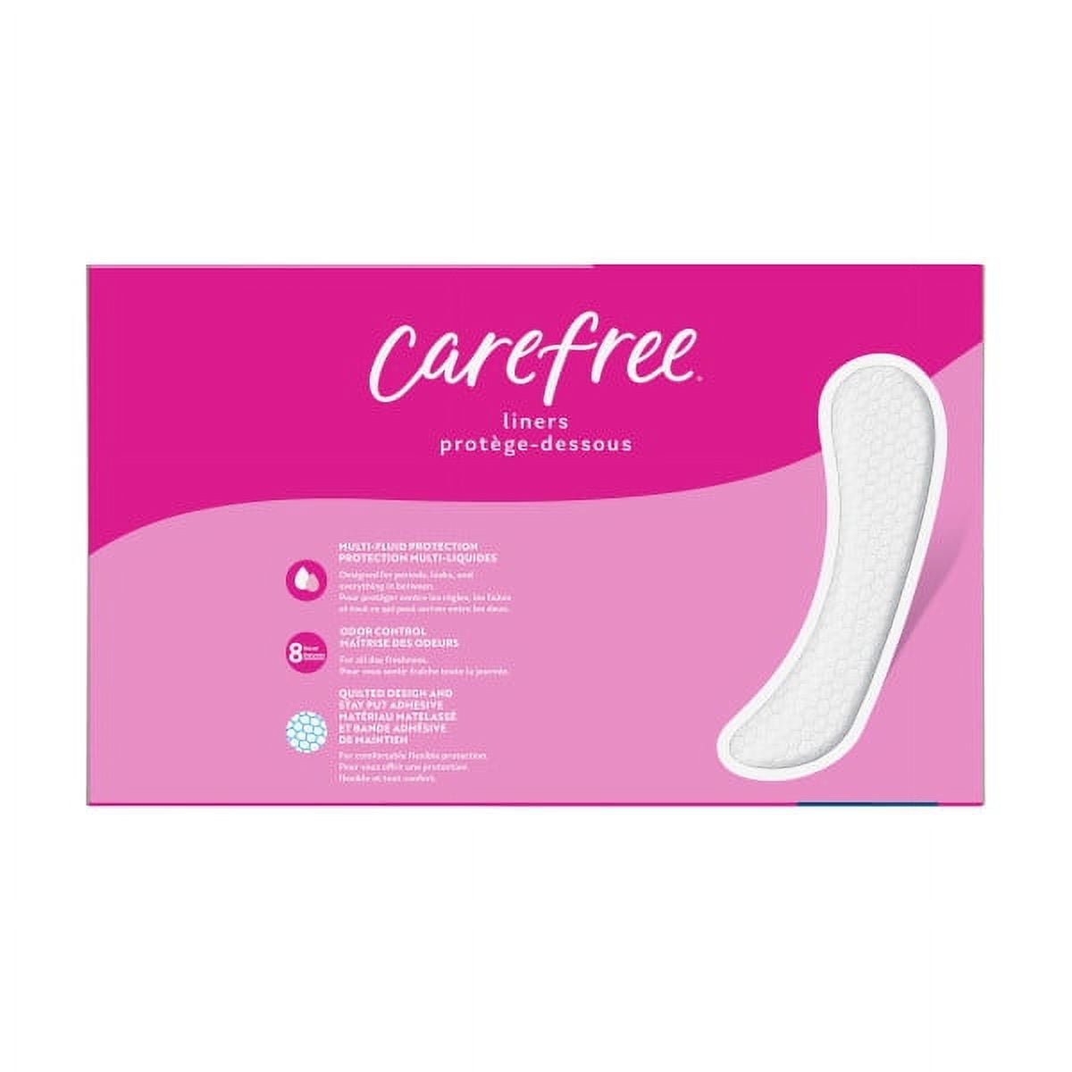 CAREFREE® Panty Liners, Extra Long, Flat, Unscented, 8 Hour Odor Control, 100ct