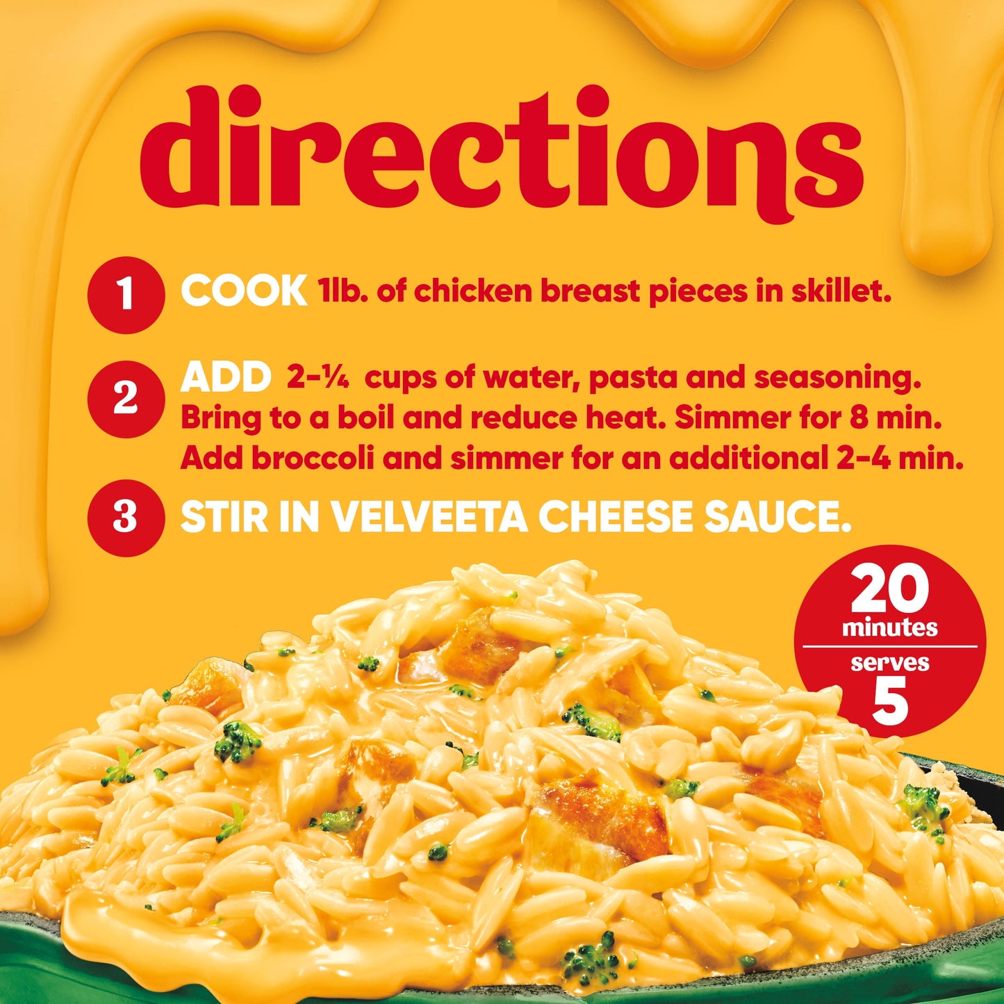 Velveeta Skillets Chicken Pasta Dinner Kit with Broccoli & Orzo, 13.6 oz Box