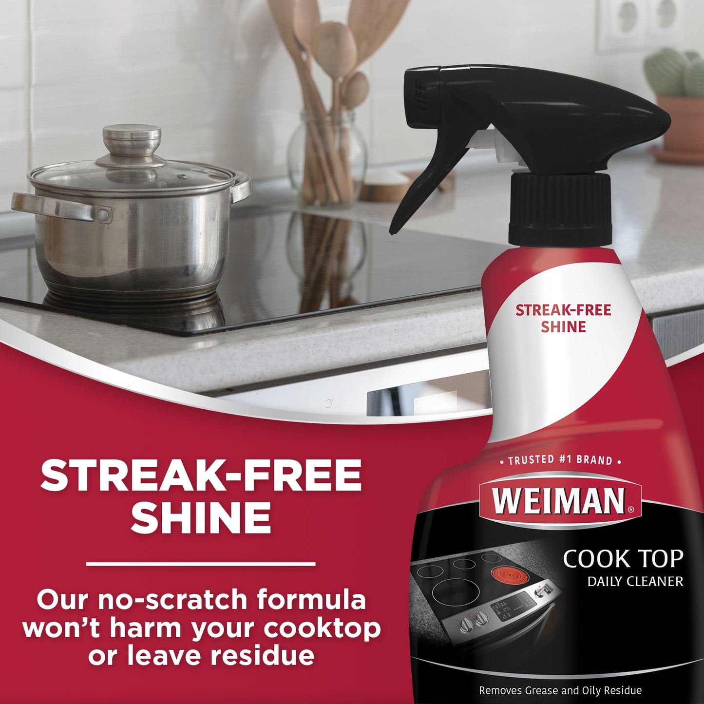 Weiman Ceramic & Glass Daily Cooktop Cleaner for Streak-Free Shine, 12 oz