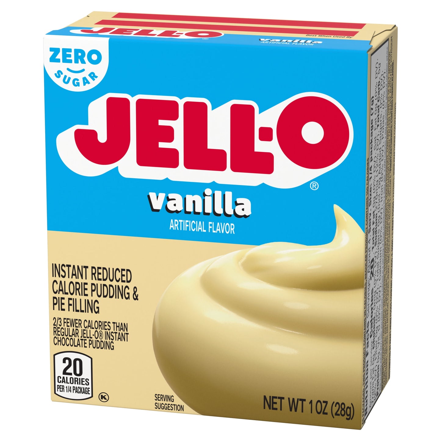 Jell-O Vanilla Artificially Flavored Zero Sugar Instant Reduced Calorie Pudding & Pie Filling Mix, 1 oz. Box