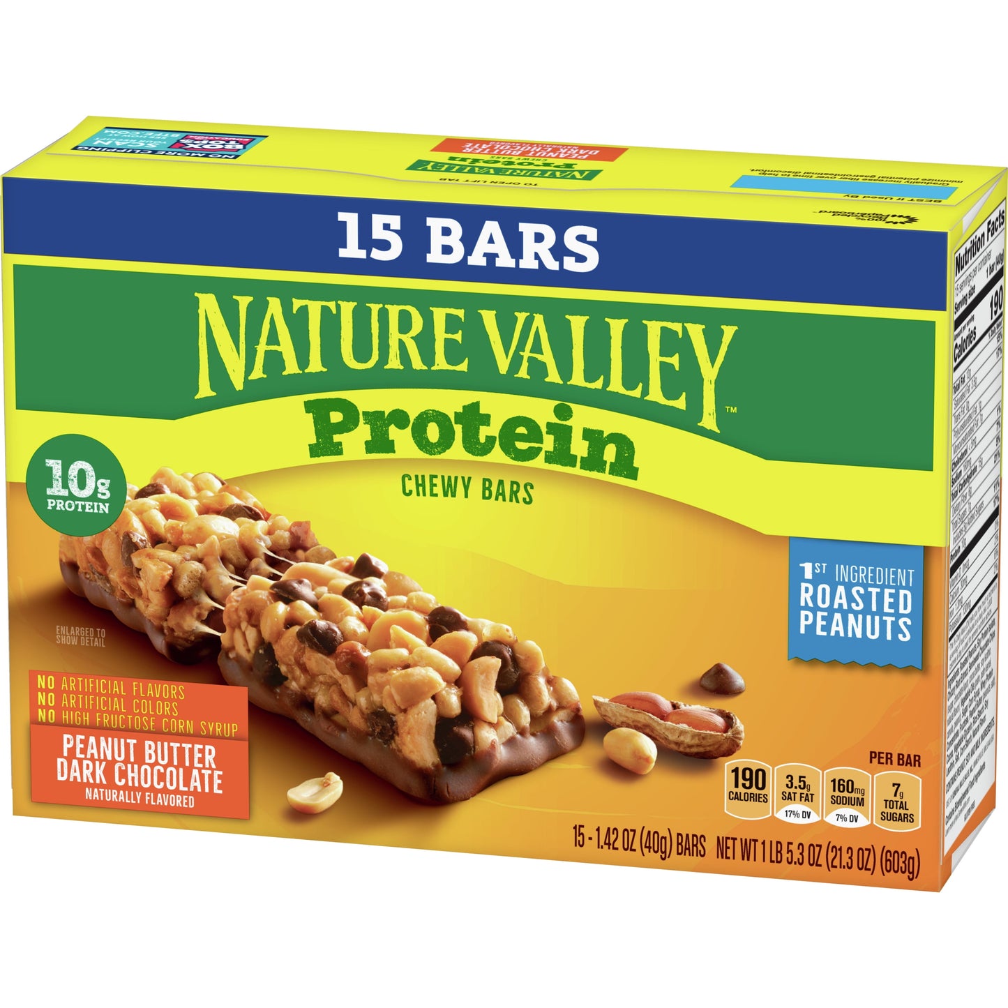 Nature Valley Chewy Granola Bars, Protein, Peanut Butter Dark Chocolate, 15 bars, 21.3 OZ