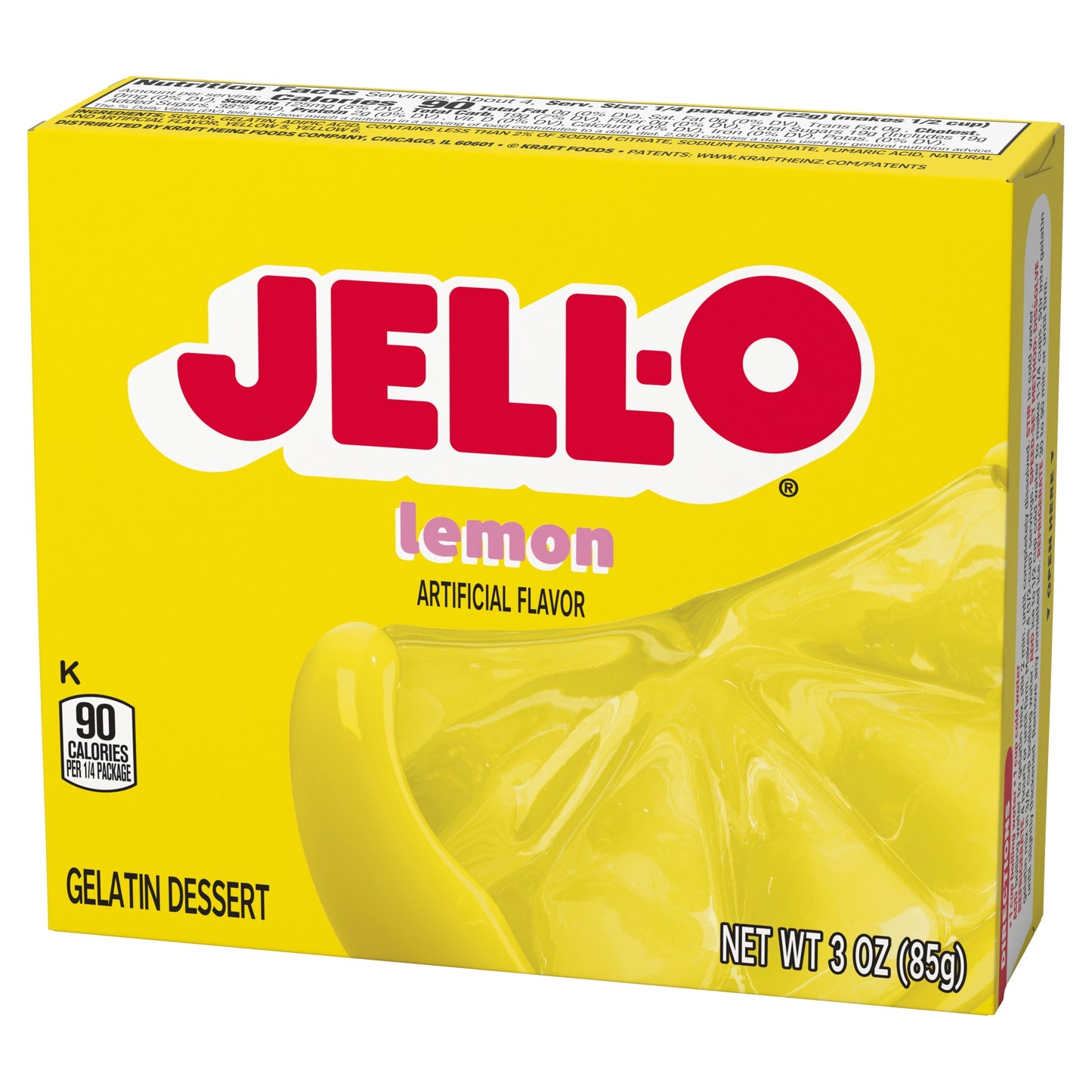 Jell-O Lemon Artificially Flavored Gelatin Dessert Mix, 3 oz Box