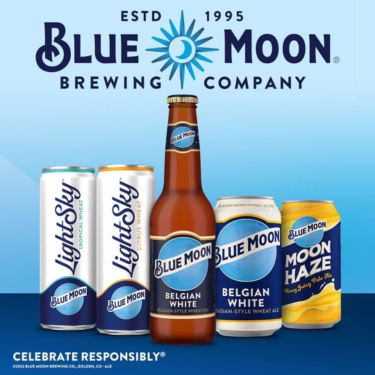 Blue Moon Belgian White Wheat Ale Craft Beer, 12 Pack, 12 fl oz Bottles, 5.4% ABV