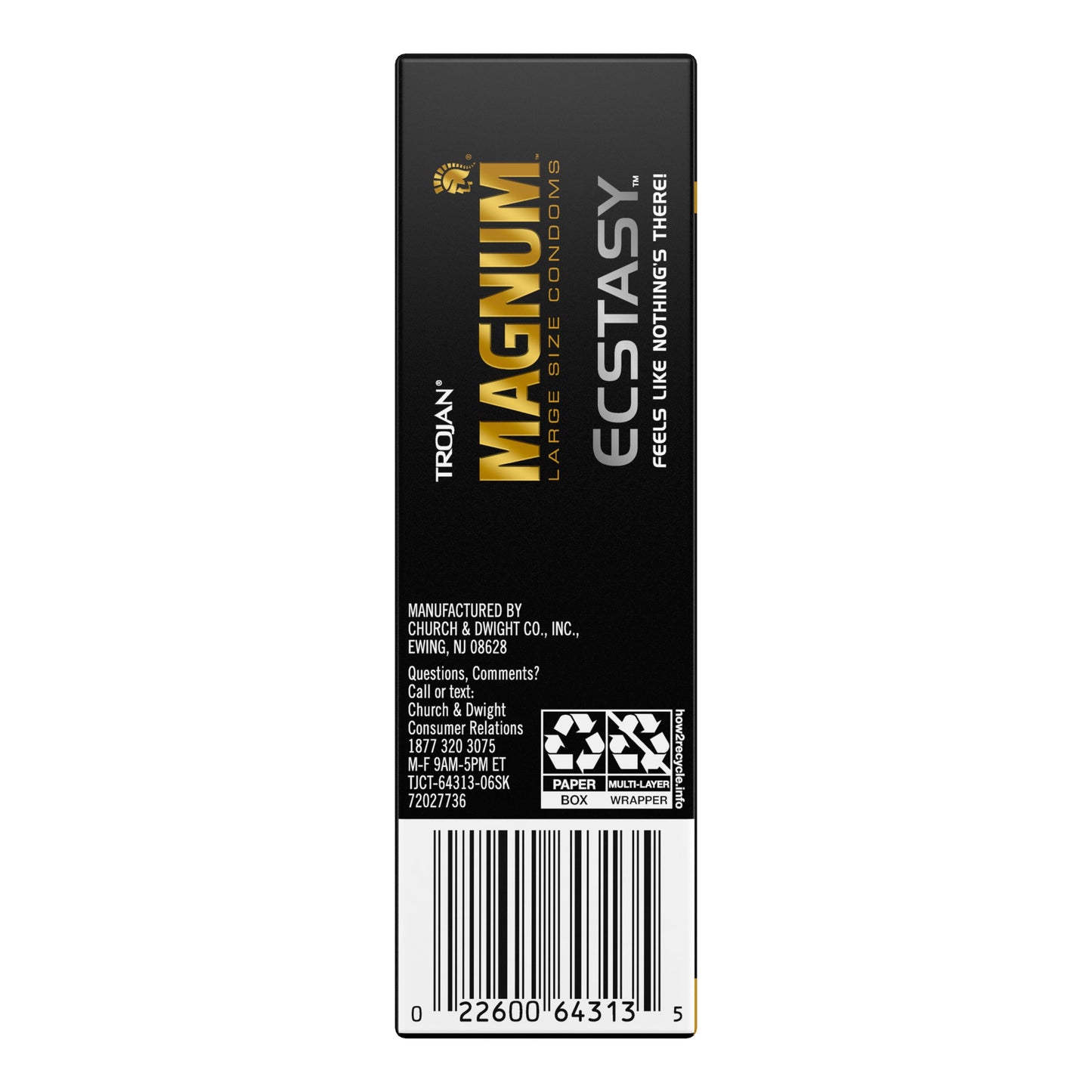 TROJAN Magnum Ecstasy Large Size  Lubricated Condoms, 10 Count