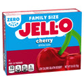 Jell-O Cherry Artificially Flavored Zero Sugar Low Calorie Gelatin Dessert Mix, Family Size, 0.6 oz Box