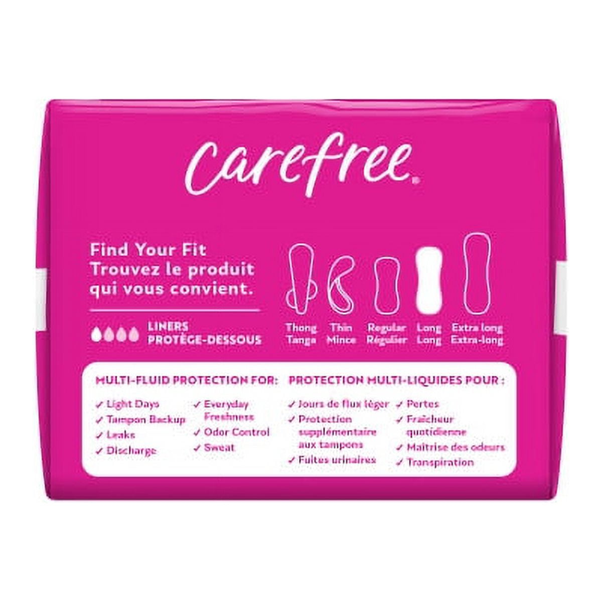 CAREFREE® Panty Liners, Long, Unscented, 8 Hour Odor Control, 42ct