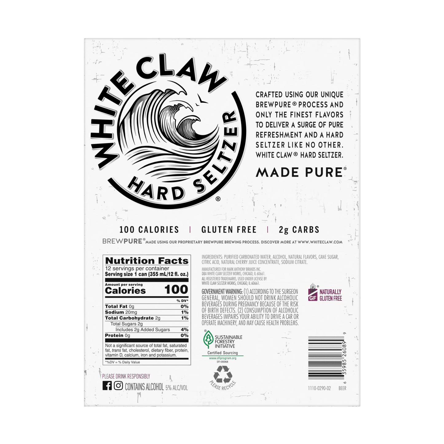 White Claw® Hard Seltzer Black Cherry 12 Pack, 5% ABV