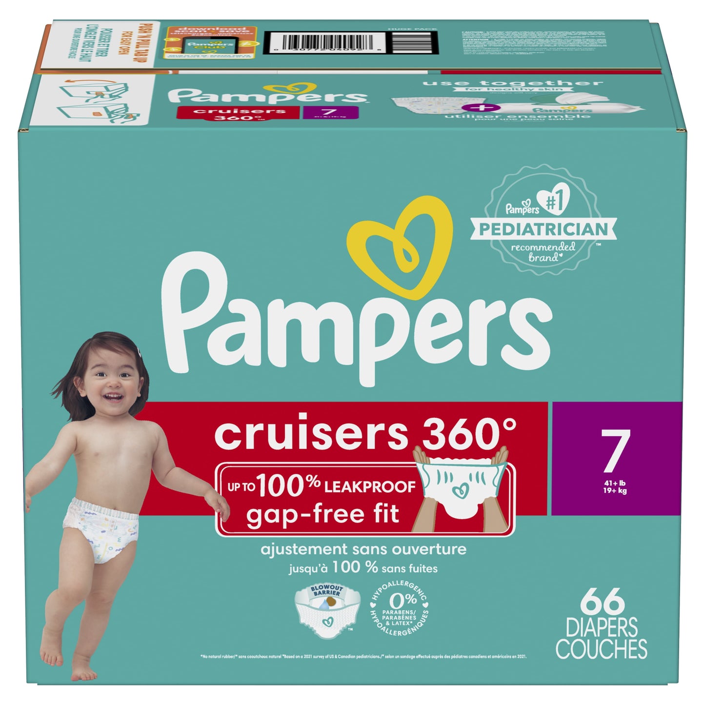 Pampers Cruisers 360 Diapers Size 7, 66 Count