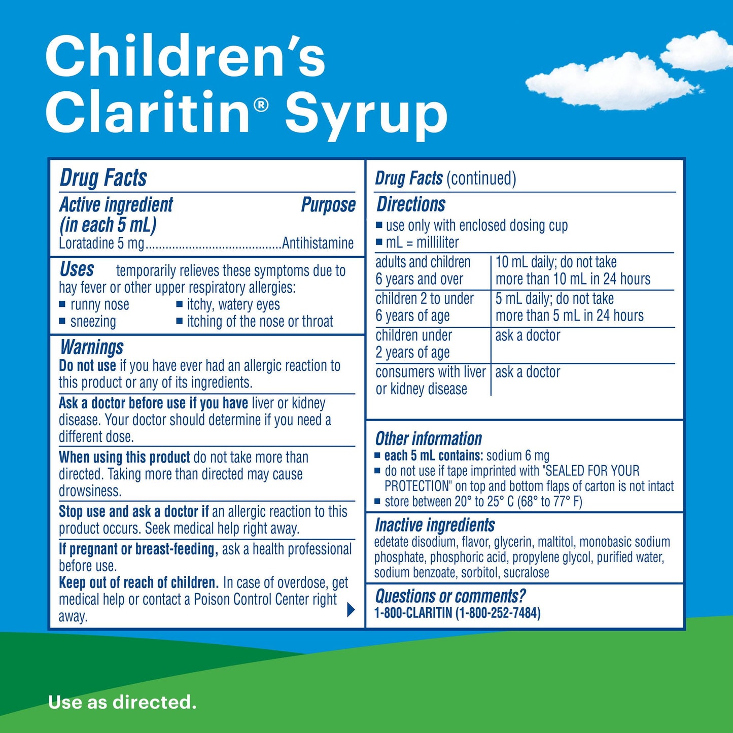 Claritin Non-Drowsy Allergy Medicine for Kids, Loratadine Antihistamine Grape Syrup, 4 fl oz