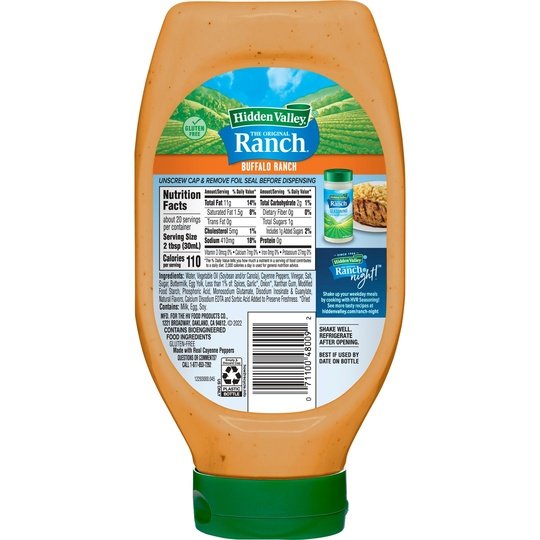 Hidden Valley Gluten Free Buffalo Ranch Dipping Sauce, Topping and Dressing, 20 fl oz